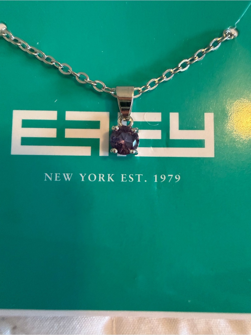 EFFY Purple Gemstone Pendant Necklace Silver Chain 18" NWT